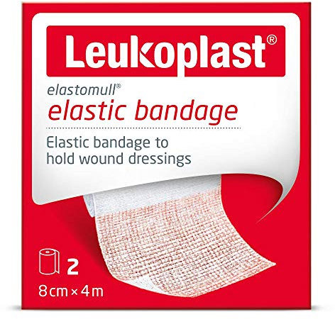 Leukoplast Elastomull Elastic Bandage - Flexible Strong Wound Dressing Fixation Tape for First Aid Kit – 8 cm x 4 m – 2 Rolls