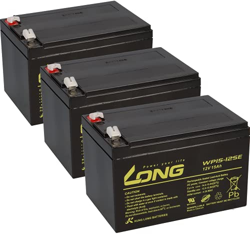 Akku 3X 12V 15Ah AGM wie 12Ah 14Ah kompatibel E-Roller E-Scooter Quad E Bike Elektro Scooter