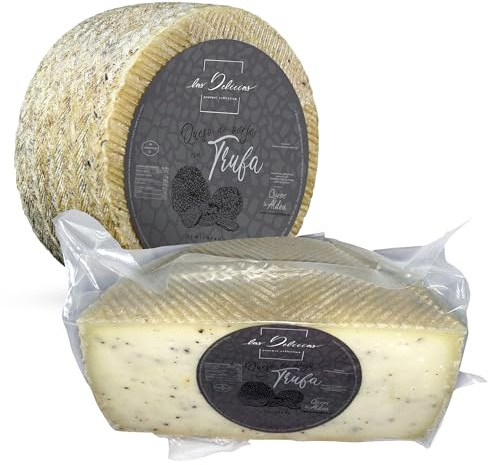 QUESOS LA ALDEA | Queso Artesano de Oveja Semicurado con Trufa 1.5 kg | Queso Semi Curado Gourmet | Lote de Quesos Perfecto para Regalo, Cestas Navidad Gourmet y Pack para Regalar