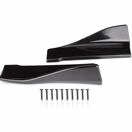 Yuecoom 2pcs Rear Bumper Diffuser, Universal Side Skirts, Glossy Black Rear Bumper Diffuser Lip Side Skirts with Mounting Screws for Cars