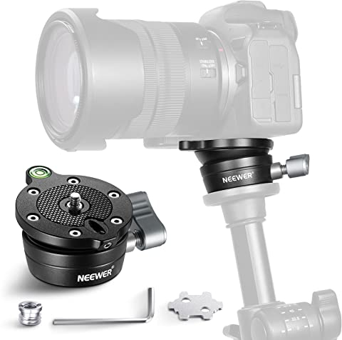 Neewer Tripod Leveling Base (⌀50mm) Camera Leveler, Bubble Level Aluminum Adjusting Plate with 1/4 3/8 Mounting Screw Tripod Head Compatible with Canon Nikon Sony DSLR Camera Camcorder, GM11