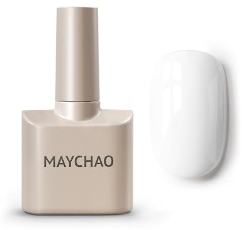 MAYCHAO Gel Nail Polish, 15ML White Gel Nail Polish, Soak Off UV LED Nail Varnish Nail Art Starter Manicure Salon DIY at Home, 0.5 OZ