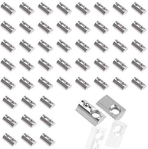 50 Pcs Nutensteine mit kugel Nut 8, 40-Serie Nutenstein M8 Kohlenstoffstahl Gleitmutter mit Federkugel Steg Federkugel einschwenkbar für Befestigungsmaterial Aluprofil-Zubehör
