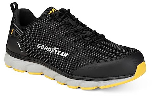 Goodyear mäns metallfri sammansatt tå- och mellansula säkerhetssneakers, svart orange, 9 UK