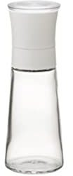 Gewürzmühle Pfeffermühle Meersalzmühle, Pfeffermühle, Verstellbare Keramik-Pfeffermühle Und Salzmühle, Glasstreuer Chilimühle (Color : White, Size : 16.1 * 5.4cm)