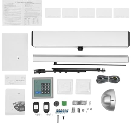 Abre-puertas batiente automático, cierra-puertas batiente resistente de 65 W con control de acceso, abre-puertas y cierra-puertas con control remoto con sensor, motor sin escobillas, carga de 100 kg/2