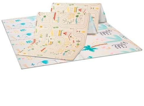 Asalvo FOLDING PLAYMAT Alfombra de Juegos Plegable, Bebé, Infantil, Acolchada, Antideslizante, Antigolpe, 120 x 180 cm, Manta de Juegos, Colchoneta, Esterilla, Impermeable, Portátil, Animales-Ciudad