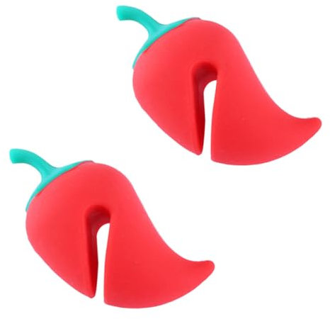 Cabilock Silicone Spill-Proof Lid Lifters Pepper-Shaped Steam Releasers Kitchen Accessories Red 2pcs Set Pot Lid Stand for Boil-Over Prevention