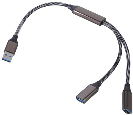 Dasbsug Divisor de cable USB 3.0 Y de doble puerto para ampliar la conexión y alimentar dispositivos en PC, adaptador USB de aleación de aluminio