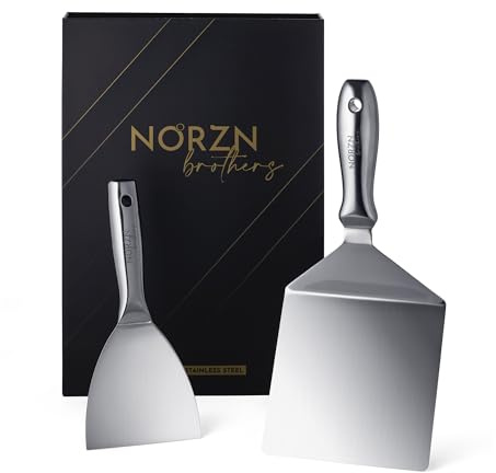 Stekspade Set i Rostfritt Stål – Stor och Liten Flexibel Stekspade med Gradient och Spegelpolerad Yta, Stekhäll Spade, Grillspade, BBQ, Skrapa, Teppanyaki, Diskmaskinssäker, 10 Års Garanti