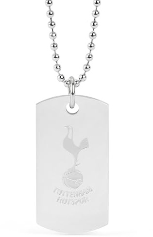 Officially Licensed Football Supporters Crest Dog Tag Necklace, Stainless Steel Ball Chain, Men's Fan Gift