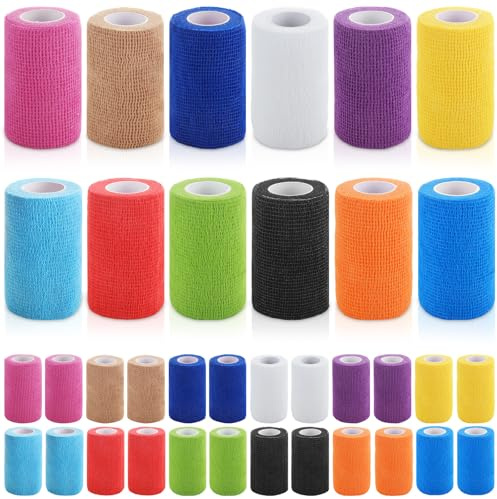 LDHHYH 36 Pack Self Adhesive Bandage Wrap 4 Inch X 5 Yard Vet Wrap for Dogs Horses Elastic Cohesive Bandage Wrap Medical Wrap Wound Wrap for Injury First Aid Medical Sports Ankle Wrist - Multicolored