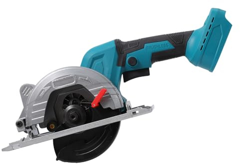 Brushless - Sierra circular de mano inalámbrica de 125 mm, sierra circular inalámbrica de 18 V, ángulo de corte ajustable, corte oblicuo de 0-45°, mini sierra circular de mano para madera, PVC, MDF