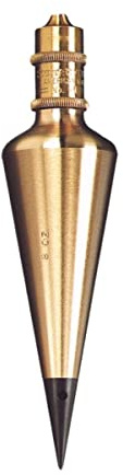 Starrett Solid Brass Corrosion - Resistant Plumb Bob with 10 Feet Nylon Cord and Replaceable, Hardened Steels for Reliable Accuracy - 8oz. Weight - PBB-8