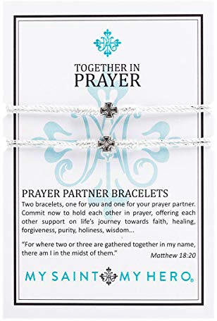 My Saint My Hero Together in Prayer - Prayer Partner Bracelets - Metallic Silver/Silver