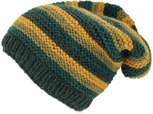 GURU SHOP Beanie Mütze, Bunte Strickmütze, warme Wollmütze, Wintermütze | Handgestrickt, aus Schafwolle, mit Fleecefutter, für Kopfumfang 56-60 cm, fair gehandelt, wasserabweisend, kuschelig warm