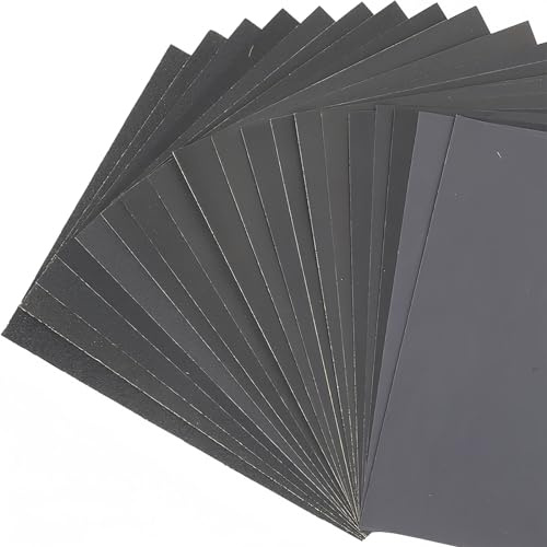 Papel de lija de grano 1500, 230 x 280 mm, papel de lija seco y húmedo, 10 unidades, papel abrasivo y resistente al agua