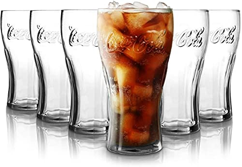 Atlantis - Coca Cola, bicchieri per acqua, 330 ml, set da 6 bicchieri di alta qualità, lavabili in lavastoviglie, trasparenti