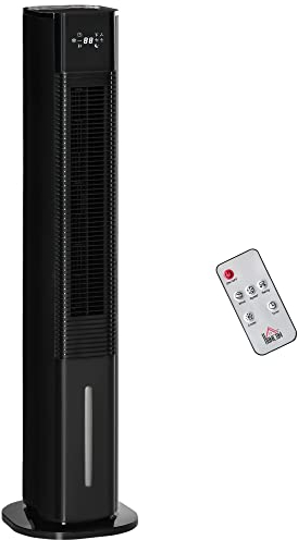 HOMCOM Portable Air Cooler, 6L Tank with 3 Ice Packs, Oscillating Evaporative Air Cooler Fan with 3 Modes & Speed, 10H Timer, Detachable & Washable Filter, LED Display & Remote Control for Home, Black