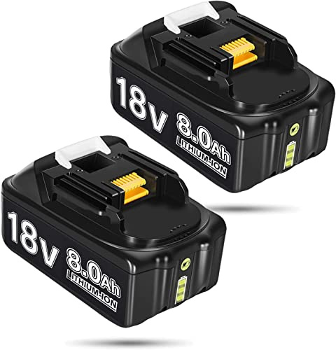 Qinycon BL1860B Für 18V Akku 8Ah Ersatzakku für Akku BL1870B BL1860 BL1850B BL1840 BL1830 BL1820 BL1815 BL1835 BL1845 194205-3 LXT-400 mit LED Indikator für 18V (2 Stück)