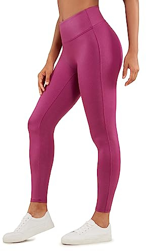 CRZ YOGA Butterluxe Matte Läderleggings för Dam 67 cm - Utan Sömmar Framtill Höga Stretchiga Tights Med Läderbyxor Magenta lila klassiskt mönster S