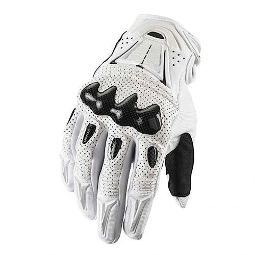 MAOTN Guantes para Motocicleta para Hombres, Guantes de Ciclismo anticaída de Fibra de Carbono para Carreras Todoterreno, Guantes Antideslizantes para Montar en Moto de montaña,White,M