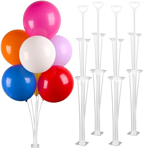 Sakolla 4 Sets Balloon Stand Kits for Table Balloon Sticks with Self-stick Base Desktop Balloon Table Stand Centerpiece Balloon Holder for Birthday Baby Shower Party Wedding Anniversary
