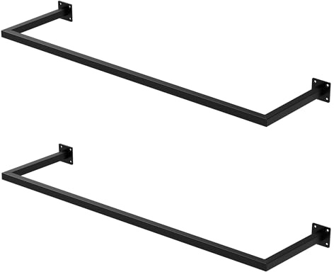 ML-Design Set di 2 Appendiabiti Porta Asciugamani Attacco a Parete 110x30cm in Acciaio Nero per Bagno Cucina Soggiorno Balcone Camera da Letto Porta Salviette da Muro Salvaspazio Peso Supportato 50 kg