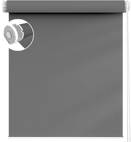 Verdunklungsrollo Fensterrollo 40 x 210 cm Blickdicht und Sonnenschutz Rollo Verdunkelung Inkl Montage-Teile, für Fenster innen Wandmontage, Dunkelgrau