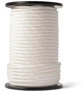 SNURO Corda di nylon (8mm, 50M, bianco) - Corda in poliammide intrecciata per qualsiasi applicazione - Resistente all'usura e robusta - Forza di rottura 1111kg
