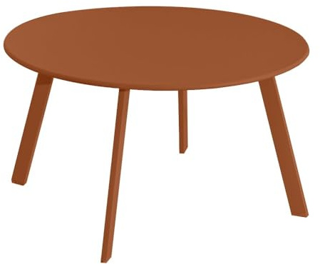LOLAhome Mesa Auxiliar Marzia lacada Naranja Teja | Ø70x40 cm | De Acero con Revestimiento epoxi anticorrosión Interiores y Exteriores, jardín, terraza y balcón