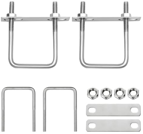 Idota 2 Piezas Pernos en U M10 80x150 mm Pernos en Forma de U con Rosca, Tornillos en U Acero Inoxidable para Fijación de Tuberías