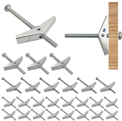 SonKu 26 Tasselli a Molla 1/4, 3/16, 1/8, Tassello di Fissaggio con Vite a Testa Tonda per Cartongesso, Tasselli Tassello Ribaltabile a Molla per Appendere Oggetti Pesanti
