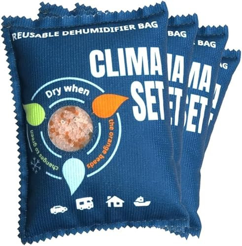 ClimaSet - Luftentfeuchter Auto - Feuchtigkeitskissen für Auto - Wiederverwendbar - gegen Feuchtigkeit, Schimmel und unangenehme Gerüche im Auto Innenraum - Entfeuchter Kissen - XXL - 4x 300g