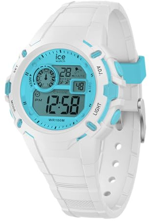 ICE-WATCH - Ice Digit Explorer White Blue - Montre Blanche pour garçon avec Bracelet en Silicone - 024003 (Small)