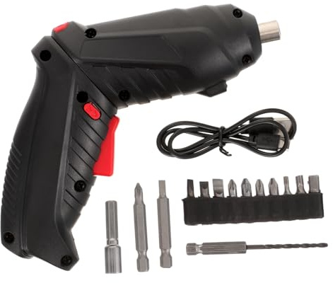 Mini Electric Screwdriver Kit USB Chargeable 1800mah Black | LED Light, Battery Included, Abs and Iron Build, for Electrical Equipment Repair and Toy Fixing