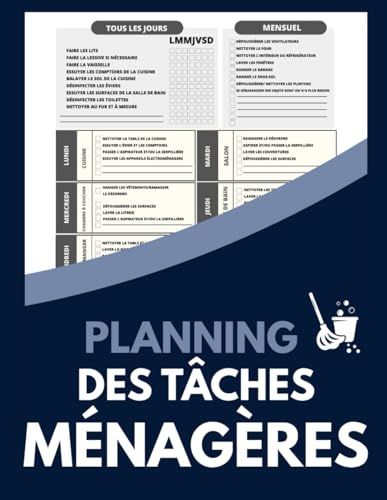 Planning des Tâches Ménagères: Planificateur de Nettoyage et Liste de Contrôle - Calendrier de Nettoyage Quotidien, Hebdomadaire et Mensuel