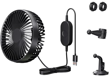 Car Seat Cooling Fans | Rear Car Seat Cooler | Powerful 3 Speed 360 Degree Rotatable Fan with Suction Cup for Van Car