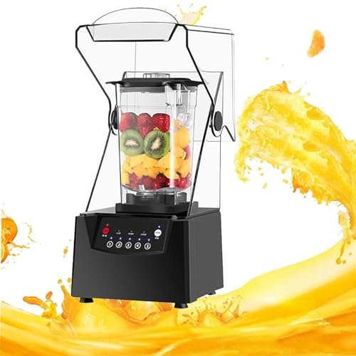 Frullatore professionale silenzioso 2200W con cappa insonorizzata – Mixer commerciale 2L per smoothie, frappè, ghiaccio tritato, zuppe, burro di noci e cucina domestica/ristorante