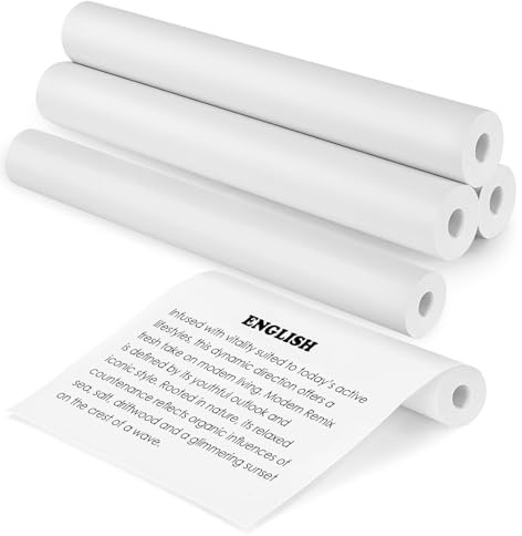 Eldvinur 5 Rolls A4 Thermal Paper Rolls 210x25mm, Compatible with Phomemo M832/M834 Portable Printer, Printing Paper Roll,Thermal Printers Portable Printer, for Travel, Home, Photo, Invoice, Contract