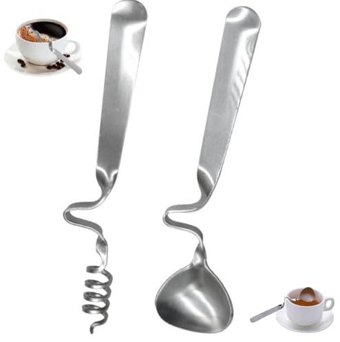 Set di cucchiai da miele in acciaio inox, 2 pezzi, miele e cucchiaio da marmellata con spirale, cucchiaio in acciaio inox per miele, marmellata, yogurt e dessert, con gancio per appendere bicchieri e
