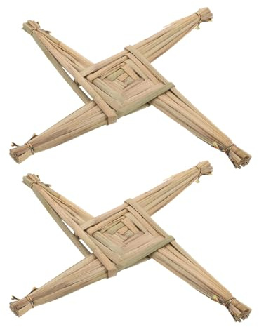 TOYZFRIENDY Croce di Santa Brigida in Paglia Naturale Intrecciata a Mano, Set da 2 Pezzi, Decorazione da Parete Irlandese Tradizionale per Casa, Chiese e Celebrazioni Religiose