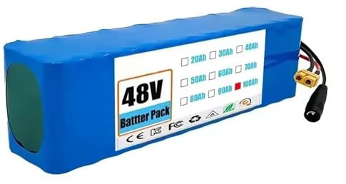 48V 100AH Batería para Bicicleta Electrica 13S3P Batería De Litio De Alta Potencia De E-Bike Batería Recargable con Placa De Protección Integrada XT30