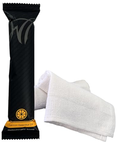 White Towel Services 10 x 10 in Moist Cotton Towel Individually Wrapped - Lemon Scent (Case of 50) - Single-Use Oshibori Style Cotton Hospitality Towels