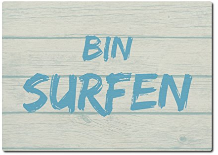 Interluxe LUXECARDS Postkarte Holzpostkarte Bin SURFEN Grußkarte Surfer Naturholz