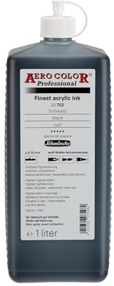 Schmincke - Aero Color® Professional, Schwarz, 1000 ml, 28 702 029, feinst-flüssige, farbstarke Acrylfarbe für Acrylmalerei, Airbrush, Mixed Media