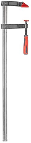 kwb Profi Schraub-Zwinge mit 2-Komponentengriff 120x800, Spann-Weite 800 mm, Spanntiefe 120 mm, Spannbacken aus Temperguss-Stahl, Schraubzwenge mit Hohlprofilschiene