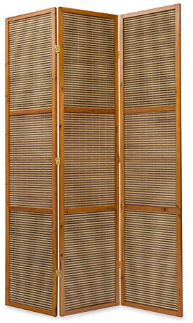 Homestyle4u 873, XL Paravent Raumteiler 3 teilig Raumtrenner Bambus Holz, Braun, Höhe 2 m