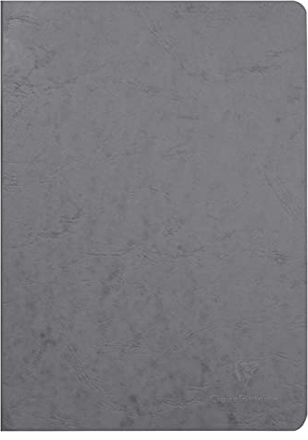 Clairefontaine 733065C collezione Age Bag quaderno a punto metallico grigio - A4 21x29,7 cm - 96 pagine rigate con margini - Carta Bianca 90g - Copertina carta Lustrée a grana effetto cuoio