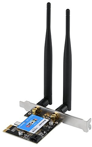 fosa Adaptateur PCI-Express sans Fil, Bi-bande 2.4Ghz-300Mbps/5Ghz-433Mbps Adaptateur Wi-Fi Carte Réseau Bluetooth 4.0 avec Antennes Détachable Externe 2X6dBi, Support Windows 7/8/8.1/10